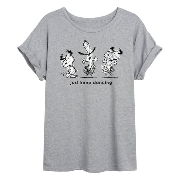 Peanuts - Snoopy Just Keep Dancing - Juniors Ideal Flowy Muscle T-Shirt