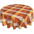 thumbnail image 4 of Thanksgiving Tablecloth, Fall Pumpkin Round Tablecloth 60 Inch, Autumn Orange Buffalo Plaid Table Cloth for Rustic Farmhouse Kitchen Decor, Outdoor Holiday Party Wipeable Polyester Fabric Table Cover, 4 of 6