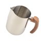 thumbnail image 1 of Taza para espumar leche Mango de madera Jarra de leche de acero inoxidable Taza Espumador Taza de café Jarra para espumar leche Coffeware para Holiday 1000ML SM SunniMix Tazas para espumar leche, 1 of 7