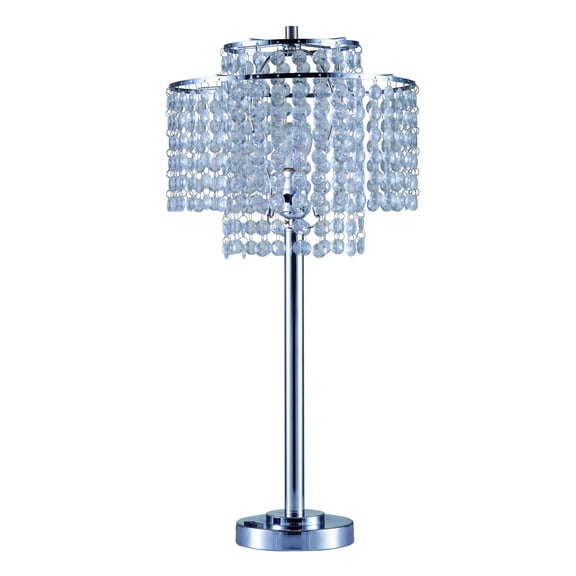 26" Silver Glam Two Tier Chandelier USB Table Lamp