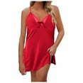 thumbnail image 1 of Conjunto de pijama sexy de satén para mujer: bata y camisón, poliéster, para casa y ocasiones especiales, 1 of 6