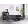 thumbnail image 3 of Bowery Hill Dark Gray Fabric Sectional Sofa Chaise Ottoman and 2 Pillows, 3 of 9