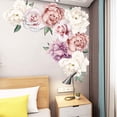 thumbnail image 3 of Calcomanías de pared de peonías, pegatinas de pared de flores, pósteres florales de peonías y rosas, pegatinas de pared de flores delicadas, decoración de pared de vinilo para dormitorio, sala de, 3 of 8