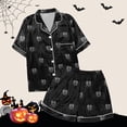 thumbnail image 7 of Yuncity Halloween Pajama Women Sets Stylish Button Down Short Sleeve Lapel Shirt Pj Short Design With Decorative Pattern Fall Winter Soft Pajamas Sleepwear Black Xxl, 7 of 7