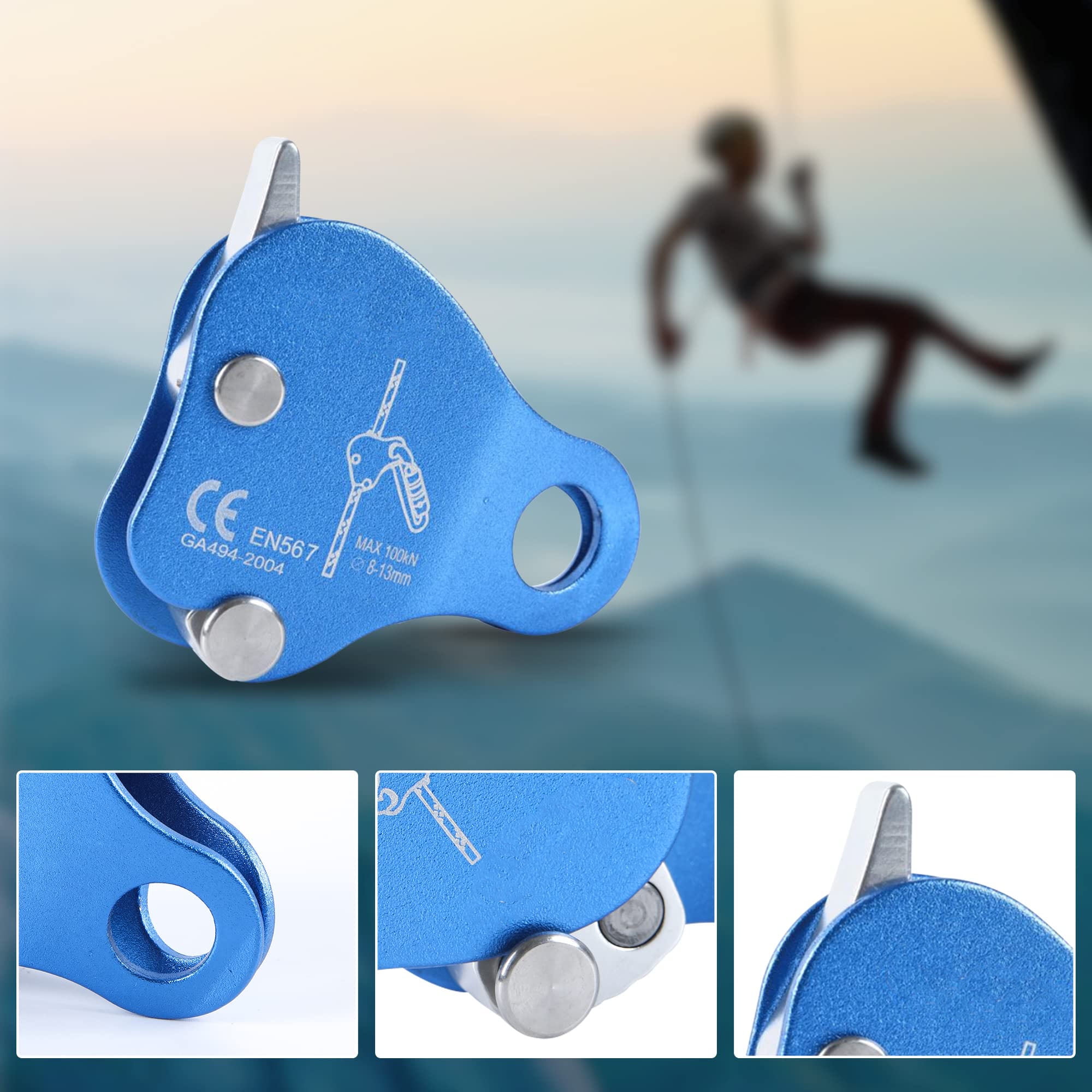 Climbing Fall Protection Device The Riser Protects The Aluminum Magnesium Alloy Rope Clip, which is Used for high-Altitude Operation and Rescue During Climbing Rocks
