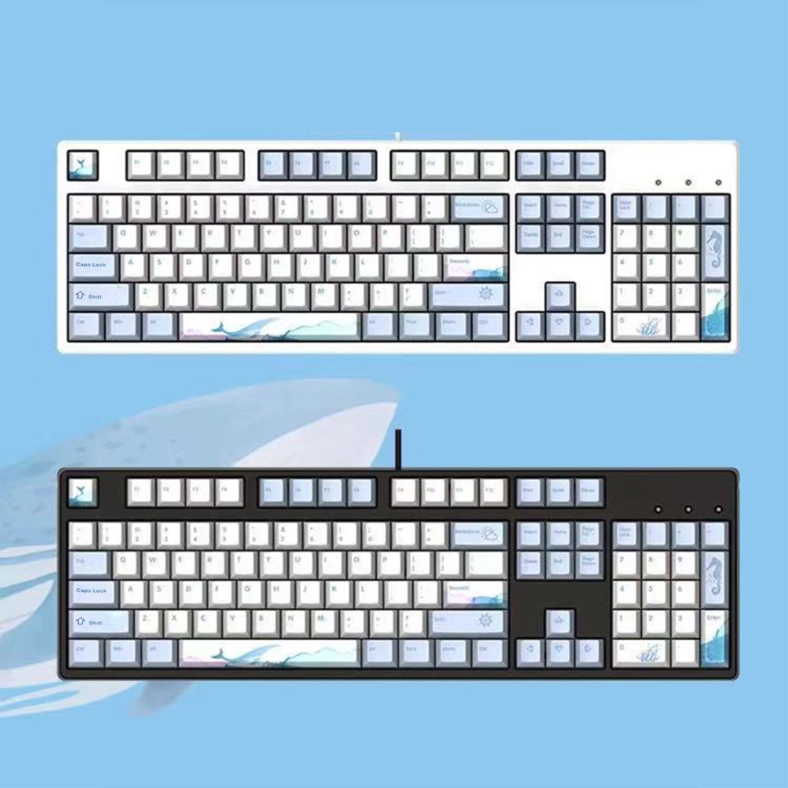 lanema Dolphin Theme Keycaps 110 Cherry Keys PBT Keycaps Mechanical Keycap Full Set