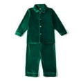 thumbnail image 4 of Conjunto de pijamas de Navidad para niños, pijamas clásicos de terciopelo verde con botones, pijamas de Navidad para niños y niñas, 2022, 4 of 4