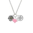 thumbnail image 2 of Delight Jewelry Two-tone Large Daisy Flower - Light Pink Heart Nurse Strong Zoe Necklace, 2 of 4