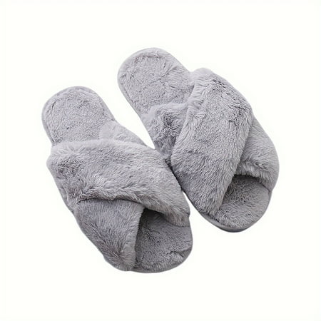

NAYUKA Cross Band Slippers Lightweight Soft Open Toe Winter House Shoes for Indoor