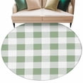 thumbnail image 2 of Sage Green Checkered Round Area Rug 7 FT, Non Slip Living Room Area Carpet, Green White Buffalo Plaid Washable Soft Circular Rug Non-Shedding Floor Carpet for Bedside Office Play Room Classroom, 2 of 9