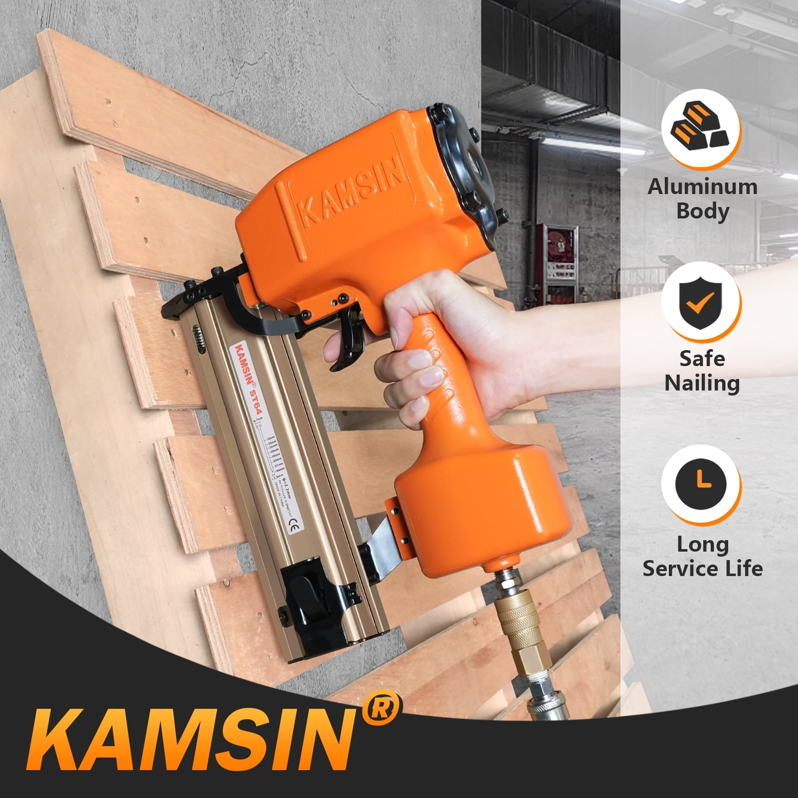 Woodworking and Decoration Integrated Air Nailer, Manual Steel Nail Nailer  3 Gears Power with 50 Pcs Round Nails for Red Brick Walls, Concrete Walls,  8mm Aluminum Alloy, Wooden Boards - Amazon.com