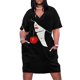 thumbnail image 2 of Cara de moda mujer con labios rojos sombrero elegante y café vestido suelto con bolsillo vestido de mujer vestido de hadas de verano, 2 of 7