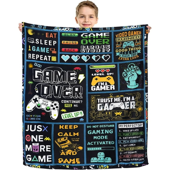 Gaming Gifts for Men/Boys - Video Game Lover Gifts - Gamer Gifts - Game Room Decor - Gifts for Gamers - Video Games Lovers Throws Blanket - Gamer Blanket 40'''' x 50''''