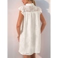 thumbnail image 4 of Women'S Casual Summer V Neck Dress with Short Loose Ruffle Sleeve Romper Dress White M, 4 of 7