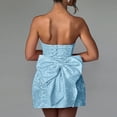 thumbnail image 4 of Strapless Jacquard Mini Dress for Women A-Line Graduation Party Dress with Back Bow and Lace-Up Corset, 4 of 9