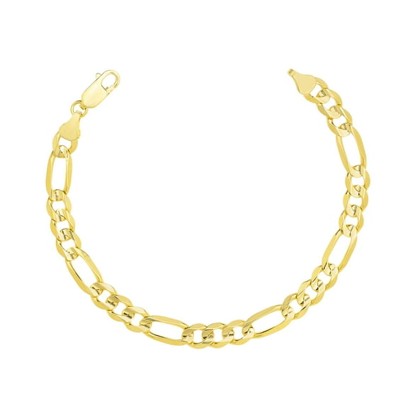 Floreo 10k Yellow Gold 11mm Solid Clasic Figaro Bracelet or Anklet