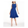 Calvin Klein Womens Sleeveless Illusion Fit & Flare Dress Blue 12