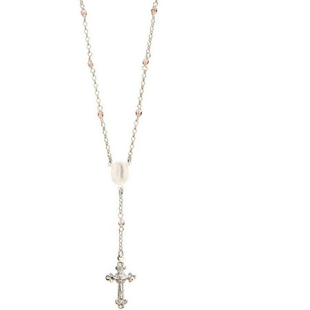 - Swarovski Pink Crystal Sterling Silver Rosary Necklace