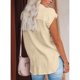 thumbnail image 2 of Blusa de un solo pecho Botón frontal Color puro Cuello vuelto Blusa de manga corta para mujer Verano Albaricoque L, 2 of 4