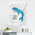 thumbnail image 1 of Narwhal Tapestry, Hand Drawn Whale Sketch with Horn and Star Pattern Swimming with Fishes, Fabric Wall Hanging Decor for Bedroom Living Room Dorm, 5 Sizes, Azure Blue Grey Yellow, by Ambesonne, 1 of 1