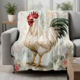 thumbnail image 2 of Vintage Rooster Blanket Soft Cozy Warm Twin Blanket for Bed, Plush Fuzzy Flannel Fleece Blankets for Sofa, Watercolor White Animals Spring Floral Throw Blankets for Couch, Gifts for Men, 60"x80", 2 of 9