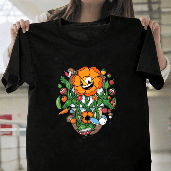 Cagney Carnation Cuphead Botanical Boss Indie Retro Cartoon Game Unisex T-Shirt, S-3XL