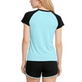 thumbnail image 4 of Lopeceal Girls Athletic Two Piece Outfits Color Block Dry Fit Crew Neck Short Sleeve Top with Shorts Sport Workout Gym 3-15Y, 4 of 6