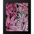 thumbnail image 2 of Fab Funky 12x14 Black Modern Framed Museum Art Print Titled - Zebra in Pink Leaves, 2 of 5