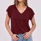 thumbnail image 2 of Camisas para mujer,Blusa informal de cuello en V para mujer, manga corta, color liso, tejido suave y ligero, diseño con detalle de pliegues, ideal para uso diario, sopatenor, 2 of 9