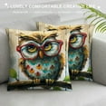 thumbnail image 3 of Orinice Owl Glasses Branch Graphic Decorative Throw Pillow Cover for Home Couch Living Room Sofa - Short Plush Material, 1PC 20x20in, 3 of 5