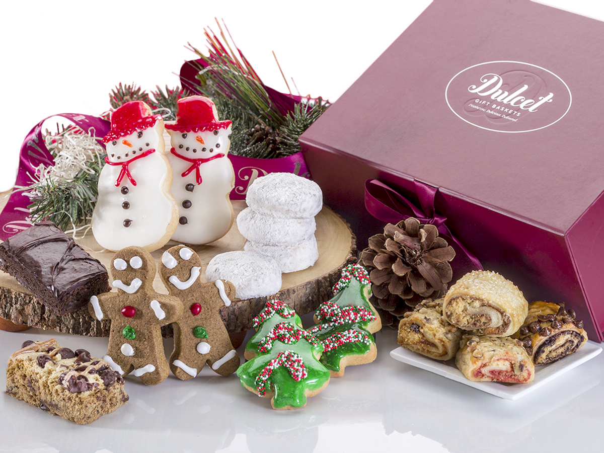Holiday Gourmet Christmas Gift Basket with Unique Hand Frosted Cookies By Dulcet Gift Baskets