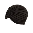 thumbnail image 4 of Pleated Velvet Turban Hat for Women - Soft Stretchy Pre-Tied Head Wrap with Top Knot, Solid Color Headscarf for Daily Wear, Chemo, or Sleep Brown, 4 of 4