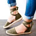 thumbnail image 5 of Yuanlong Women's Sandals Square Closed Toe Espadrille Flats Sole Sandals Lace Up Tie Ankle Strap Casual Outdoor Summer Shoes, 5 of 7