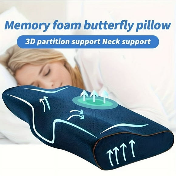 Eoumupi Soft Touch Adult Removable Cover Memory Foam Non-Standard Bed Pillow, Medium, 1 Pack, Blue
