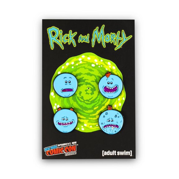 Rick and Morty Collector's Enamel Pins, Meeseeks, 4 Pack