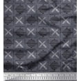 thumbnail image 1 of Soimoi Polyester Crepe Fabric Leaves & Geometric Block Print Sewing Fabric Yard 52 Inch Wide, 1 of 2