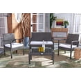 thumbnail image 2 of SAFAVIEH Bassey Outdoor Patio 4 Pc Conversation Set, Grey Brown/White, 2 of 12