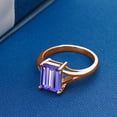 thumbnail image 3 of Gem Stone King 18K Rose Gold Plated Silver Blue Tanzanite Solitaire Engagement Ring for Women (2.30 Cttw, Emerald Cut 9X7MM, Gemstone December Birthstone, Size 9), 3 of 4
