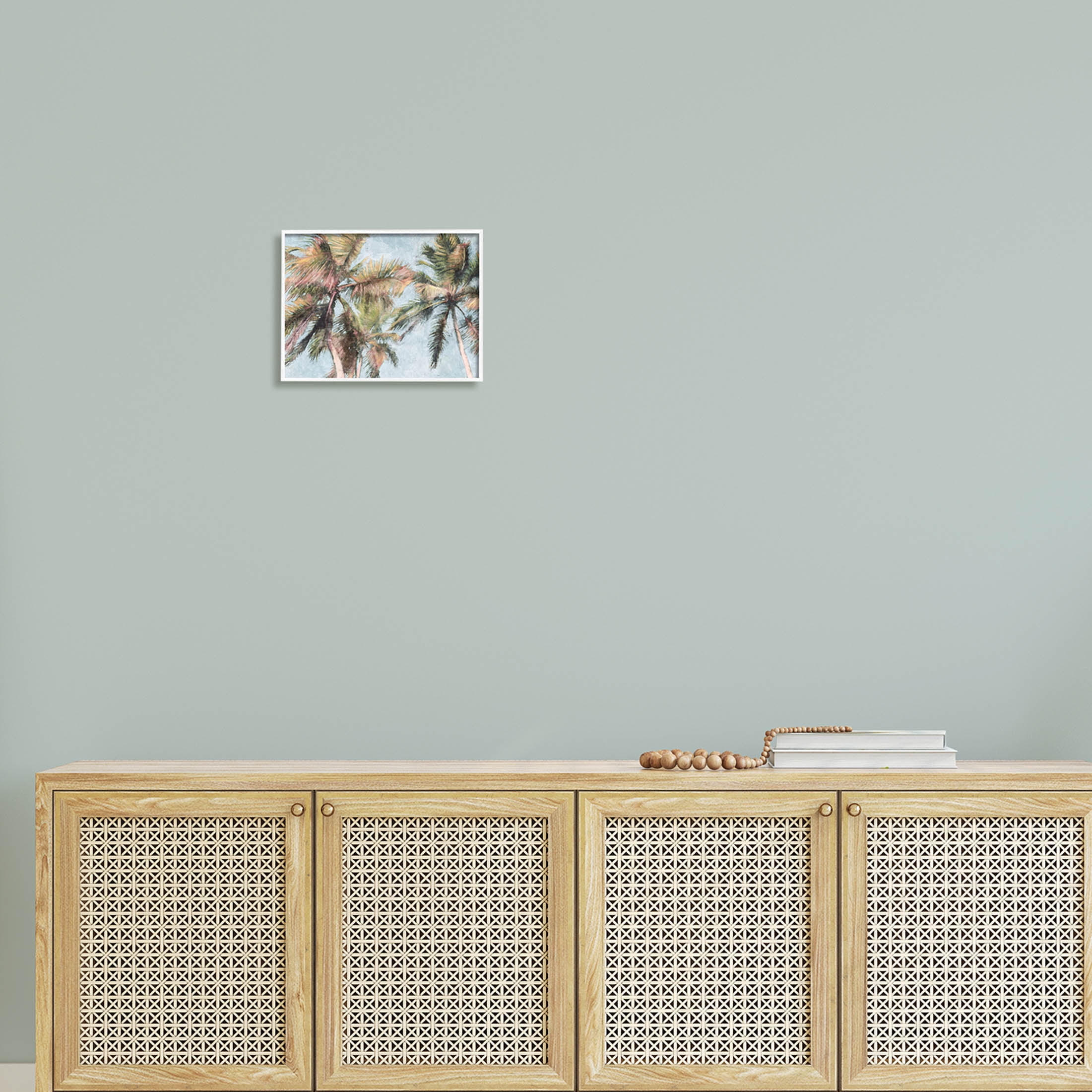 Stupell Industries Tall Looming Breezy Palm Trees Graphic Art White Framed Art Print Wall Art, Design by Nina Blue
