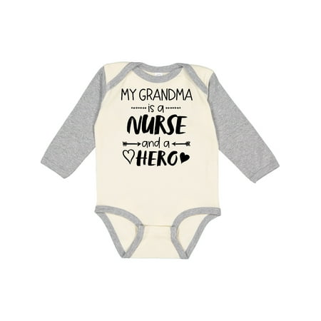 

Inktastic My Grandma is a Nurse and a Hero Gift Baby Boy or Baby Girl Long Sleeve Bodysuit