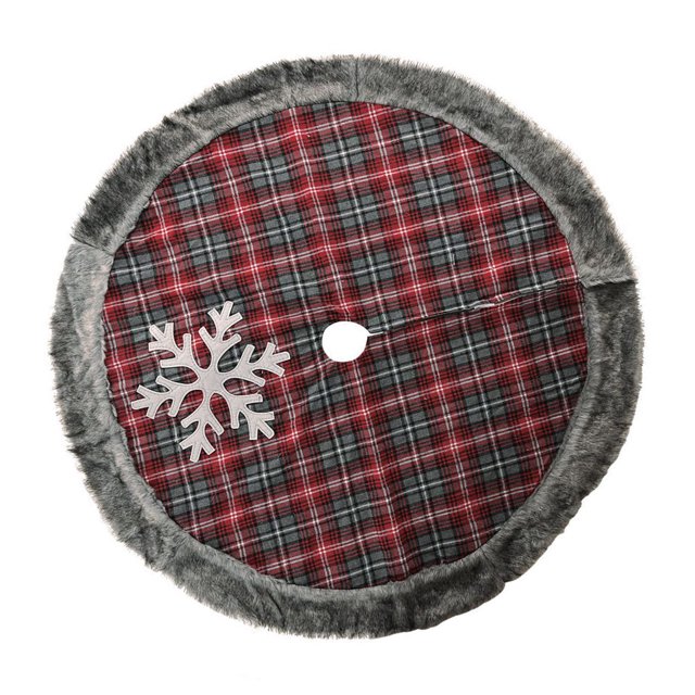 Matsuzay Tela de tela de árboles de Navidad, alfombra redonda con diseño de copos de nieve, de pie resistente al desgaste, Kits de decoración para fiestas