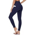 thumbnail image 3 of Brondbend Tall Yoga Pants for Women Long Womans Leggings Elastic High Waisted Belly Control Workout Trousers Pocket Solid Color Trendy Tights Slim Fit Going out Climb Jogger Navy, 3 of 3