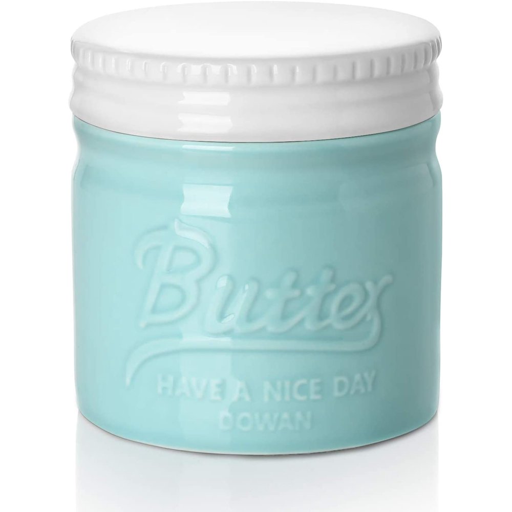 DOWAN Porcelain Butter Keeper Crock, French Butter Dish with Lid, Big