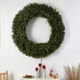 thumbnail image 6 of Nearly Natural Christmas PVC Flocked Clear Prelit LED Corded Wreath, 60" (Green), 6 of 7