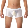 thumbnail image 6 of zeranth Men Boxer Underwear Low-rise U Convex Bag Briefs Glossy Silky Transparent Solid Color Boxer Briefs Smooth Thin Sports Panties, 6 of 7