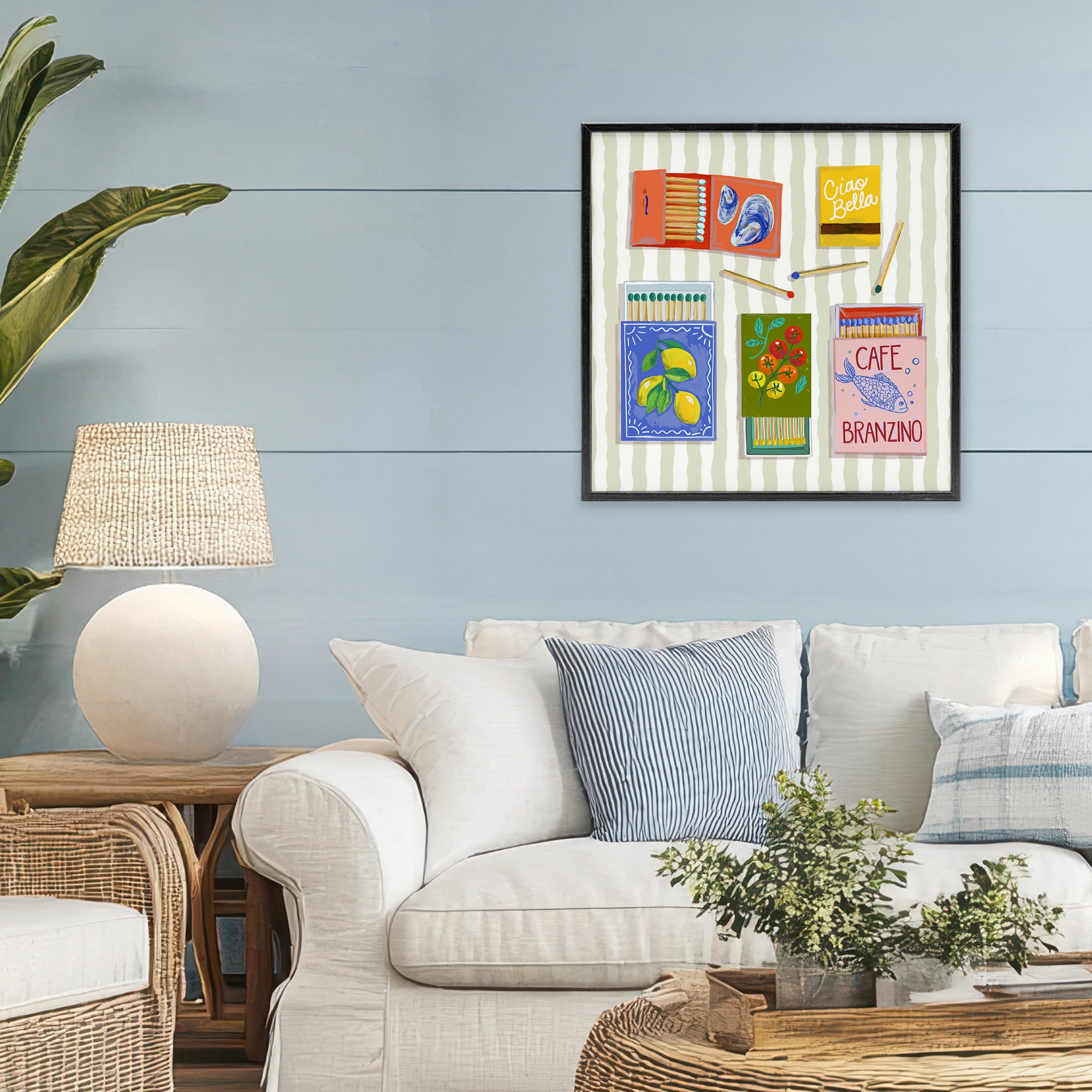 Stupell Industries Ciao Bella Seaside Matchboxes Black Framed Giclee Art, design by Rachel Nerney