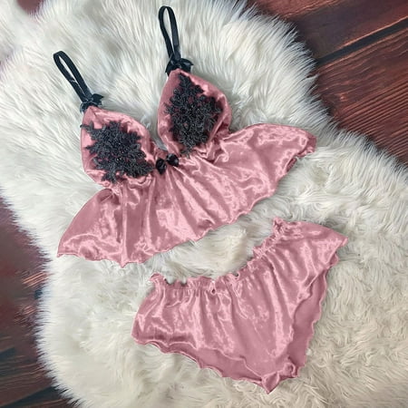 

Fatuov Shorts for Women Trendy Women V-Neck Eyelash Beaded Sexy Stain Camisole Pajamas Bowknot Shorts Set Trousers Womens Pants