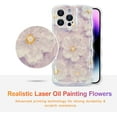thumbnail image 2 of SHIQI-Case for iPhone 12 Pro Max, Colorful Retro Oil Painting Flower Laser Glossy Pattern Cute Curly Wave Border Exquisite Phone Cover Stylish Durable TPU Protective Case for Girl Women-Light Purple, 2 of 4