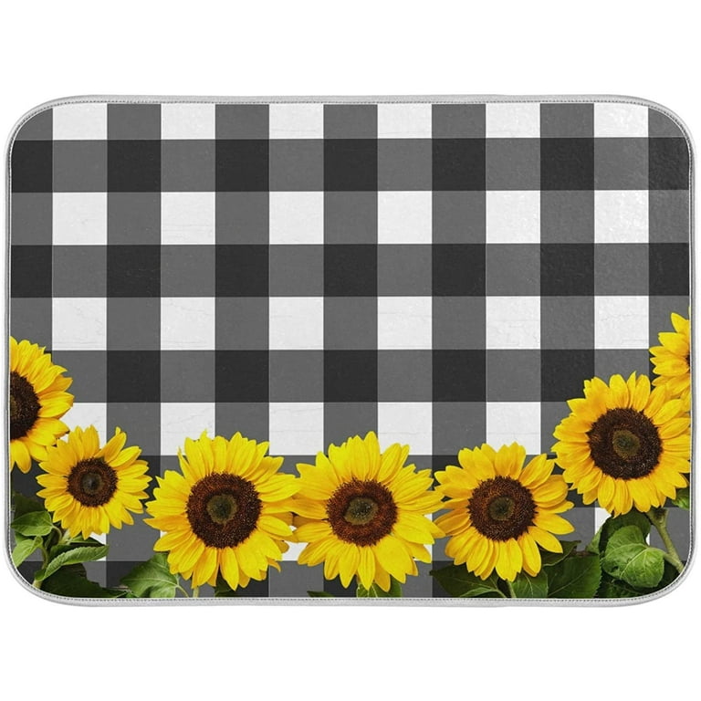 2-Piece Dish Drying Mat Set 16x18 16X18 Dish Drying Mat 2Pack Black-White