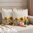 thumbnail image 2 of Pumpkin Sunflower Fall Outdoor Waterproof Pillow Covers, Thanksgiving Botanical Leaves Beige Decorative Square Throw Pillowcase Sofa Cushion Sham for Patio/Couch/Chair, 16"x16" 2 Pack, 2 of 8